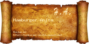 Hamburger Anita névjegykártya